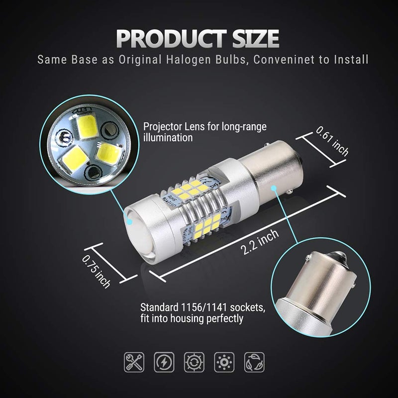 Antline Extremely Bright 1156 1141 1003 7506 BA15S 21-SMD 2835 Chipsets 1260 Lumens LED Bulb Replacement White for Car RV Interior Backup Reverse Brake Tail Turn Signal Lights Bulbs DRL (Pack of 4) - Image 5